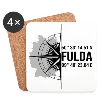 Koordinaten Fulda - Untersetzer (4er-Set) - Weiß - Vorne