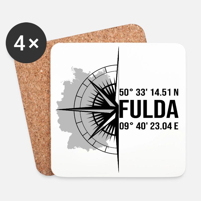 Koordinaten Fulda - Untersetzer (4er-Set) - Weiß