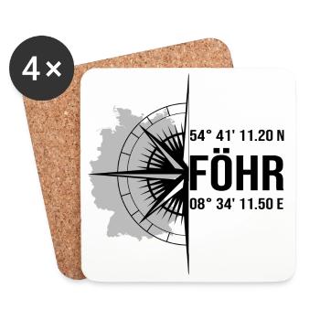 Koordinaten Föhr - Untersetzer (4er-Set) - Weiß - Vorne