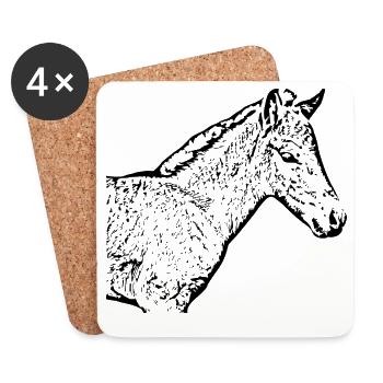 Chevaux T-shirt Cadeau Cavalier - Dessous de verre (lot de 4) - blanc - Devant