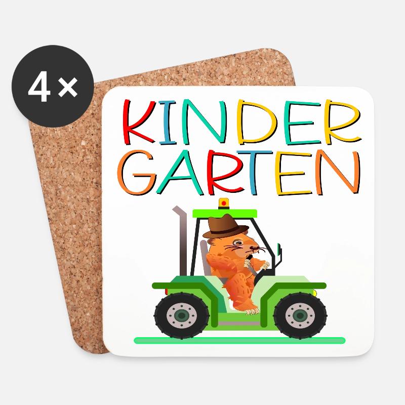Kindergarten Kind Traktor - Untersetzer (4er-Set) - Weiß