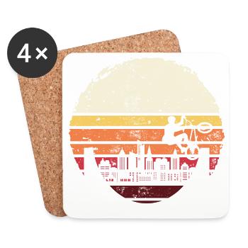 Sunset City BMX Silhouette - Untersetzer (4er-Set) - Weiß - Vorne