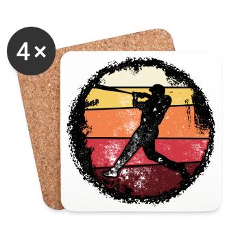 Baseball Sunset Silhouette - Coasters (set of 4) - white - Front