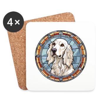 Setter anglais chien race vitrail coloré Wa - Dessous de verre (lot de 4) - blanc - Devant