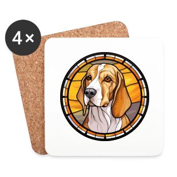 Englischer Foxhound Hunderasse Buntglas Bunt - Untersetzer (4er-Set) - Weiß - Vorne