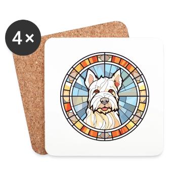 Englisch White Terrier Hunderasse Buntglas Colo - Untersetzer (4er-Set) - Weiß - Vorne