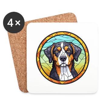 Entlebucher Sennenhund Rasse Buntglas Farbe - Untersetzer (4er-Set) - Weiß - Vorne