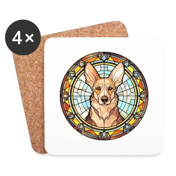 Georgian Shepherd Dog Breed Stained Glass Colorful - Coasters (set of 4) - white - Front