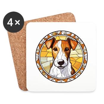 Foxterrier Glatte Hunderasse Buntglas Colorfu - Untersetzer (4er-Set) - Weiß - Vorne