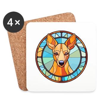 Kangourou chien race vitrail coloré Watercol - Dessous de verre (lot de 4) - blanc - Devant