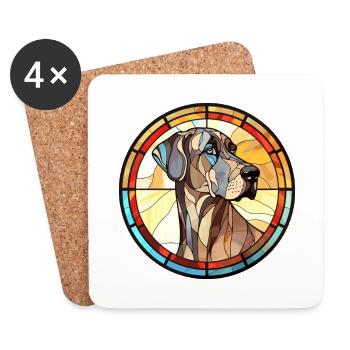 Dogue allemand chien race vitrail coloré waterc - Dessous de verre (lot de 4) - blanc - Devant