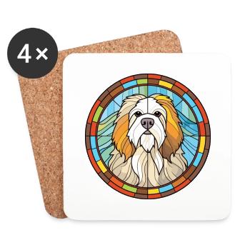 Chien de berger de l’Himalaya chien race vitrail Colorfu - Dessous de verre (lot de 4) - blanc - Devant