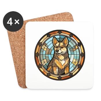 Kishu Ken Hunderasse Buntes Glas Buntes Wasserco - Untersetzer (4er-Set) - Weiß - Vorne