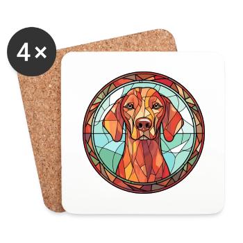 Ungarische Vizsla Hunderasse Buntglas Bunt - Untersetzer (4er-Set) - Weiß - Vorne
