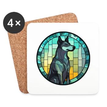 Karelo finlandais Laika chien race vitrail couleur - Dessous de verre (lot de 4) - blanc - Devant