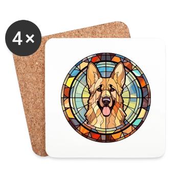 Karst berger chien race vitrail coloré Wa - Dessous de verre (lot de 4) - blanc - Devant