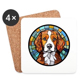 Kooikerhondje Hunderasse Buntes Glas Wat - Untersetzer (4er-Set) - Weiß - Vorne