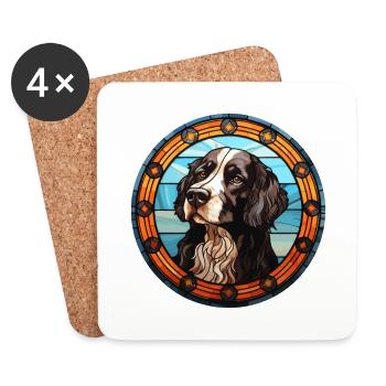Landseer chien race vitrail coloré Watercol - Dessous de verre (lot de 4) - blanc - Devant