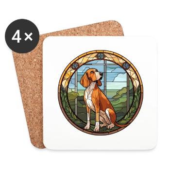 Majestueux arbre chien chien race vitrail Colorf - Dessous de verre (lot de 4) - blanc - Devant