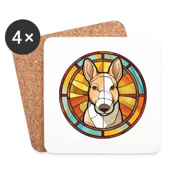Miniatur Bullterrier Hunderasse Buntglas Col - Untersetzer (4er-Set) - Weiß - Vorne