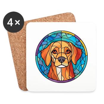 Lapinporokoira Dog Breed Stained Glass Colorful Wa - Coasters (set of 4) - white - Front