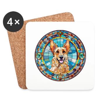 Majorque berger chien race vitrail coloré - Dessous de verre (lot de 4) - blanc - Devant