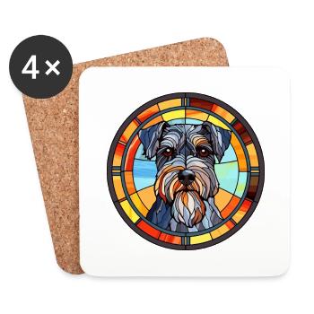 Mittelschnauze Dog Breed Stained Glass Colorful Wa - Coasters (set of 4) - white - Front