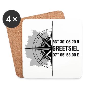 Koordinaten Greetsiel - Untersetzer (4er-Set) - Weiß - Vorne
