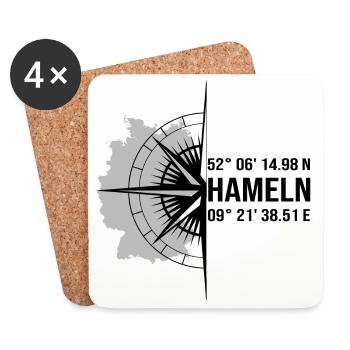 Koordinaten Hameln - Untersetzer (4er-Set) - Weiß - Vorne