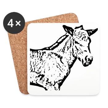 Chevaux T-shirt Cadeau Cavalier - Dessous de verre (lot de 4) - blanc - Devant