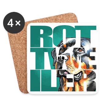 Rottweiler Portrait - Coasters (set of 4) - white - Front