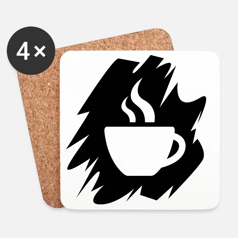 Kaffee Pinselstrich Logo Cafe Restaurant Tasse - Untersetzer (4er-Set) - Weiß