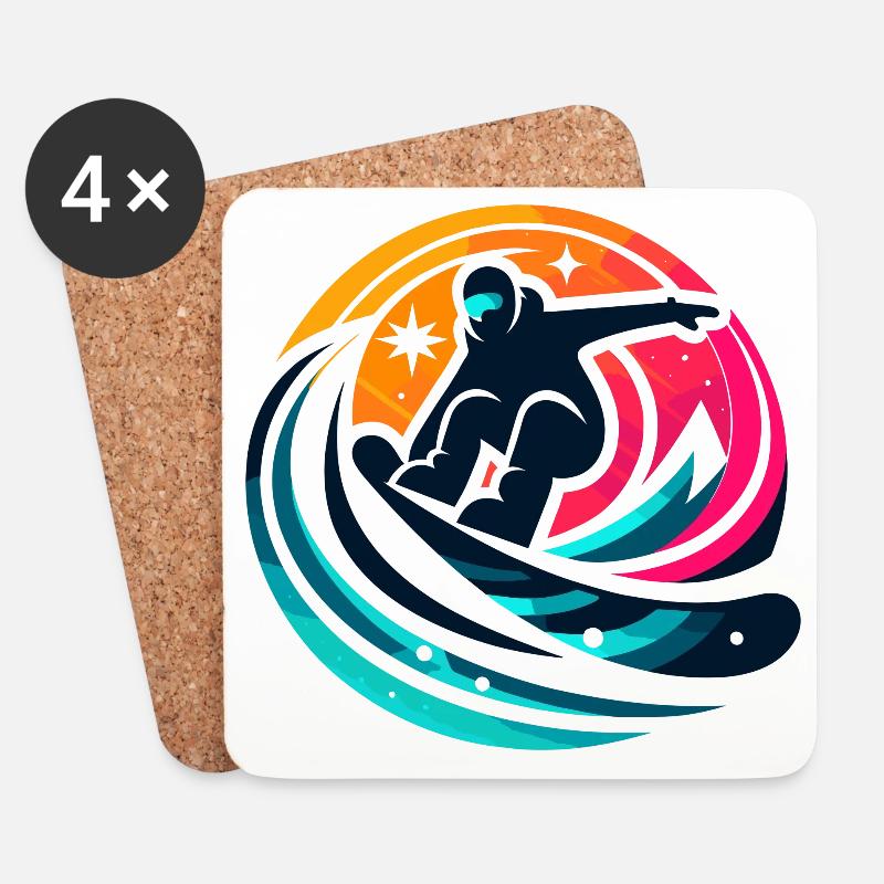 Grafische Leidenschaft eines Snowboarders - Untersetzer (4er-Set) - Weiß