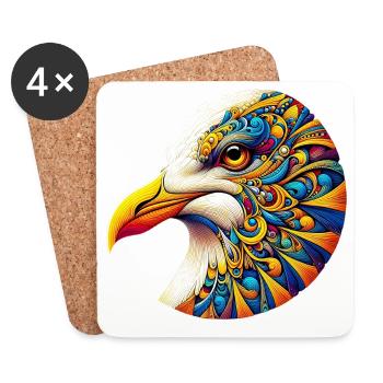 Seagull decorated with Mandalas - Coasters (set of 4) - white - Front