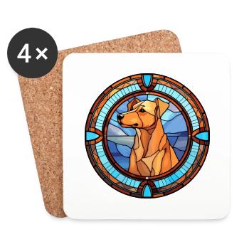 Norrbottenspets Dog Breed Stained Glass Colorful W - Coasters (set of 4) - white - Front