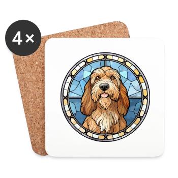 Otterhound Dog Breed Stained Glass Colorful Waterc - Coasters (set of 4) - white - Front