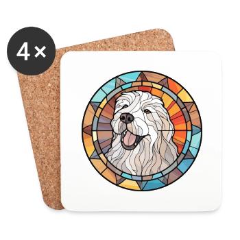 Polish Sheepdog Dog Breed Stained Glass Colo - Coasters (set of 4) - white - Front