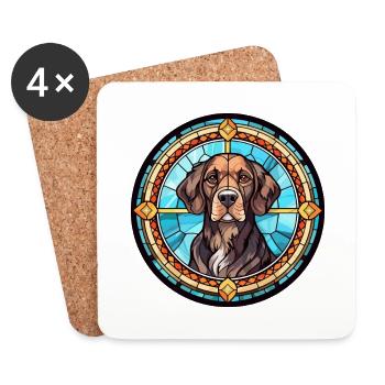 Chien de garde portugais chien race vitrail Colorf - Dessous de verre (lot de 4) - blanc - Devant