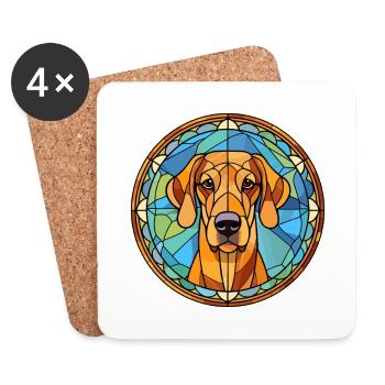 Rhodesian Ridgeback chien race vitrail Colorf - Dessous de verre (lot de 4) - blanc - Devant