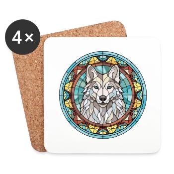 Saarloos chien-loup chien race vitrail coloré - Dessous de verre (lot de 4) - blanc - Devant