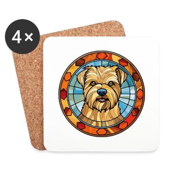 Norfolk Terrier Dog Breed Stained Glass Colorful W - Coasters (set of 4) - white - Front
