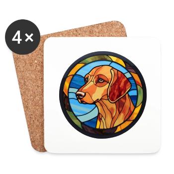 New Zealand Huntaway Dog Breed Stained Glass Color - Coasters (set of 4) - white - Front