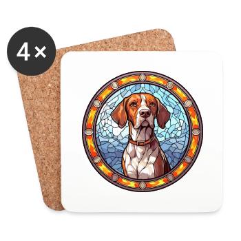 Pointer Dog Breed Stained Glass Colorful Watercolo - Coasters (set of 4) - white - Front