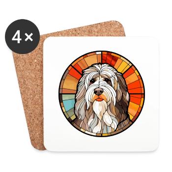 Polonais Lowland chien de berger race chien vitrail Co - Dessous de verre (lot de 4) - blanc - Devant