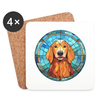 Saarlooswolfhond chien race vitrail coloré - Dessous de verre (lot de 4) - blanc - Devant
