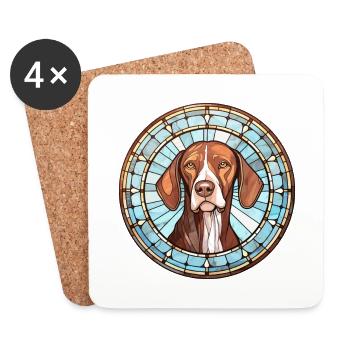 Vieux chien d’arrêt danois race vitrail Colorfu - Dessous de verre (lot de 4) - blanc - Devant