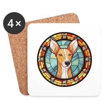 Podenco Canario chien race vitrail coloré W - Dessous de verre (lot de 4) - blanc - Devant