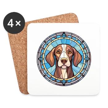 Portuguese Pointer Dog Breed Stained Glass Colorfu - Coasters (set of 4) - white - Front