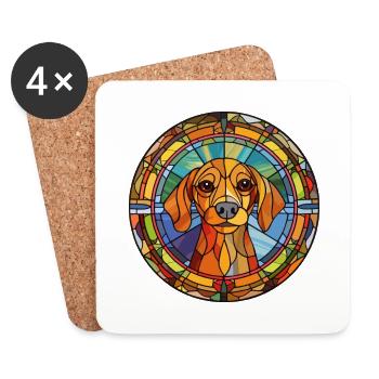 Sabueso Fino Colombiano race de chien vitrail Co - Dessous de verre (lot de 4) - blanc - Devant