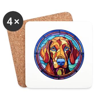 Sapsali Dog Breed Stained Glass Colorful Watercolo - Coasters (set of 4) - white - Front